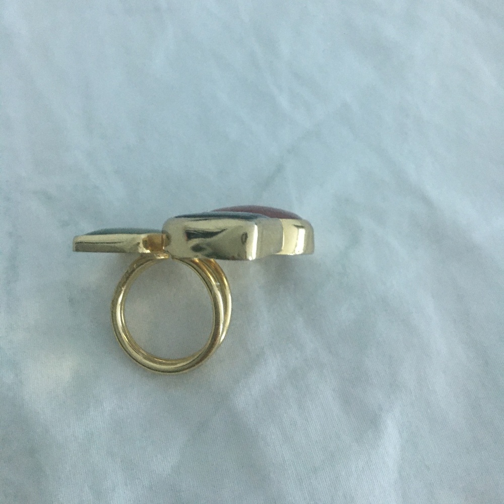 Gold Pl Ring With Agate.Ring Size Adjustable. Nwot - image 8